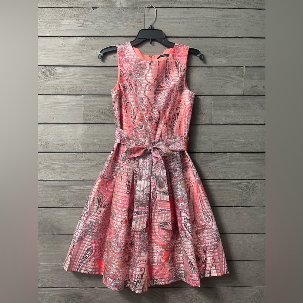 Tommy Hilfiger Pink Paisley Pattern Sleeveless Dress Sz 2 Summer Resort Party
